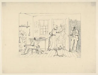 Niewolnicy ukrywający swojego pana przed grupą poszukiwawczą z Confederate War Etchings, 1861-63.