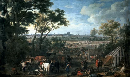 Armia Ludwika XIV oblegająca Tournai przez Adama Fransa van der Meulena (1632-1690), Francja i Belgia
