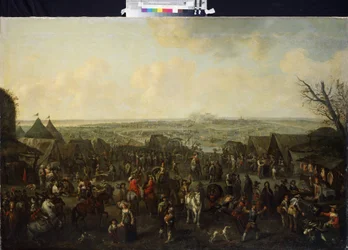 „Oblężenie miasta” (Oblężenie miasta) Scena życia codziennego w oblężonym mieście. Obraz Adama Fransa van der Meulena (1632-1690) XVII-wieczne Muzeum Ermitażu w Sankt Petersburgu