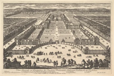 Widok ogólny z perspektywy Château Bassecourt, Anticours, Gardens itp. Ric..., XVII wiek.