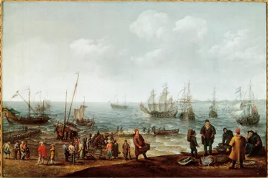 Plaża z rybakami