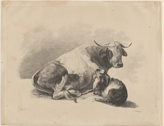 Leżąca krowa i koza, 1800-01.