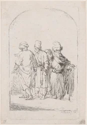 Grupa czterech stojących mężczyzn w orientalnych strojach, 1795.