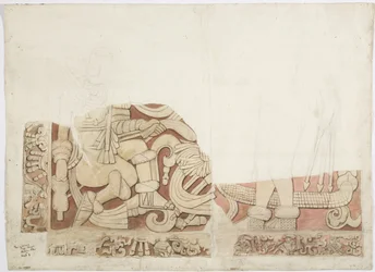 Część ołtarza w Górnej Świątyni Jaguarów, Świątynia E, Chichen Itza, Meksyk