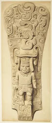 Kamienny relief z Veracruz, Meksyk (akwarela i grafit)