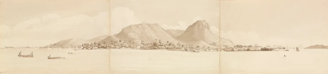 "Panorama Raiatea, 1 września 1849. Tahaa po prawej [Wyspy Towarzystwa]