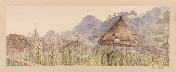 Wioska i siedziba plemienia Segu lub Na rzece Manuk lub Segur z Indii Zachodnich, Ameryki Północnej i Borneo scrapbook