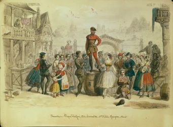 Scenografia do baletu La Esmeralda autorstwa C. Pugni, 1849