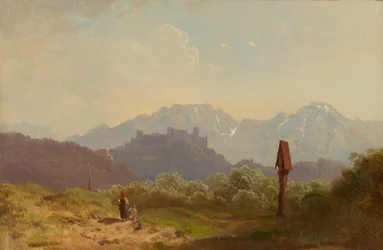 Lot pod Salzburgiem z widokiem na Twierdzę Hohensalzburg i górujący za nią Untersberg