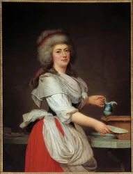Portret Madame Aughie, pokojówki królowej Francji Marii Antoniny Obraz Adolfa Ulricha Wertmullera (1751 - 1811) Muzeum Narodowe w Sztokholmie z XVIII wieku