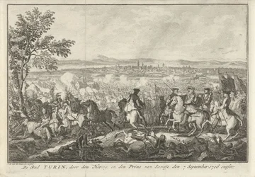 Ulga Turynu, 1706 Miasto Turyn, zbezczeszczone przez księcia i księcia Sabaudii 7 września 1706 r. (tytuł na obiekcie)