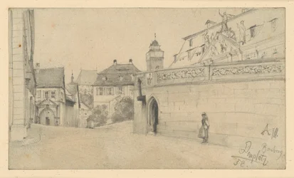 Bamberg. Plac Katedralny między Domplatz 1 a Domkranzem, w kierunku południowym