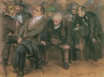 Niemcy burżuazyjni na zebraniu publicznym, 1849 (pastel na papierze)