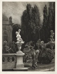 Esej o kamieniu z pędzlem i skrobaczką: Gra w obręcze na tarasie zamkowym, 1851.