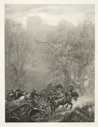 Esej o kamieniu z pędzlem i skrobaczką: konwój więźniów przez las, 1851.