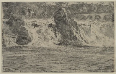 Wodospady Renu w Schaffhausen Rhein Falls z Schaffhausen, 1885.