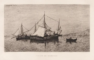 Łódź rybackaPrzybrzeżna łódź żeglugowa Włoskie wybrzeże..., 1874.