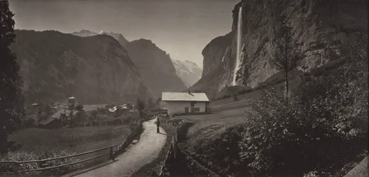 Dolina Lauterbrunnen, Szwajcaria z albumu Charbons de Braunvues prises..., c. 1868.