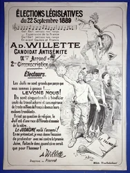 Plakat promujący wybór artysty w wyborach ustawodawczych we wrześniu 1889 r.