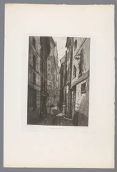 Gezicht op de Rue Saint Eloi Old Paris Rue Saint Eloi (tytuł na obiekcie) Francja etsen uit 1874 (tytuł serii) Akwaforta w 1874 roku (tytuł serii)