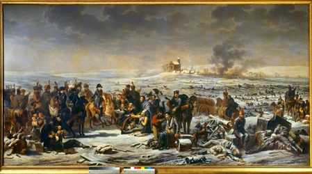 Kampania prusko-polska (1806-1807) „” Napoleon I (1769-1821) na polu bitwy pod Eylau 9.02.1807” Obraz Adolphe Roehna (1780-1867) 1807 Boissy Saint Leger. Zamek Grosbois