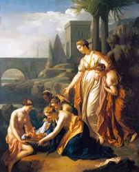 Mojżesz ocalony z wody, Adriaen van der Werff (1659-1722), 75x60 cm, olej na desce