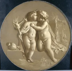 Dwa Putti z płomieniami miłości Alegoria miłości, 1696