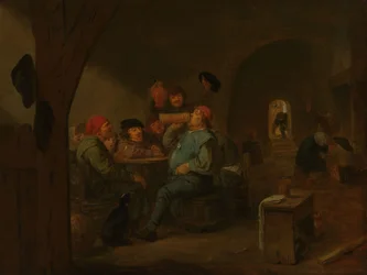 Napój w tawernie, ok. 1700 r. (olej na płycie)