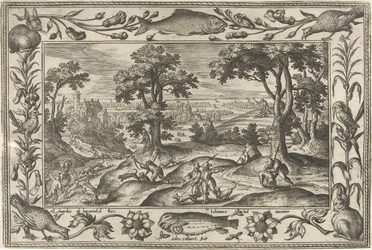 polowanie na zająca Pejzaże ze scenami biblijnymi, mitologicznymi i polowaniami (tytuł serii)