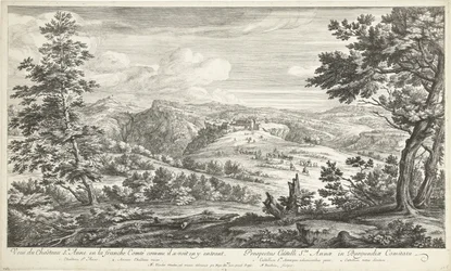 Gezicht op het kasteel van Sainte Anne Widok na zamek Ste. Anne w wolnym Comté, gdy widzi siebie wchodzącego (tytuł na obiekcie)