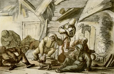 Pijani chłopi w karczmie