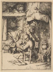 Ojciec rodziny dający rosół swojemu dziecku, 1610-85.