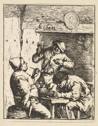 Piosenkarka stojąca między dwoma palaczami, 1610-85.