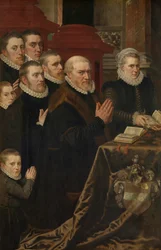 Kalwaria i rodzina Gillis de Smidt i Maria de Deckere (olej na desce)