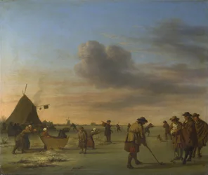 Golfiści na lodzie w pobliżu Haarlem, 1668