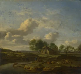 Krajobraz z folwarkiem nad potokiem, 1661