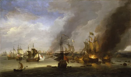 Zniszczenie "Soleil Royal" w bitwie pod La Hogue, 23 maja 1692 r., ok. 1700 r. (obraz olejny)