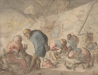 Chłopi picie, verso: szkice chłopów, 1610-85.
