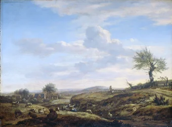 Pagórkowaty krajobraz z wysoką drogą, 1660-70