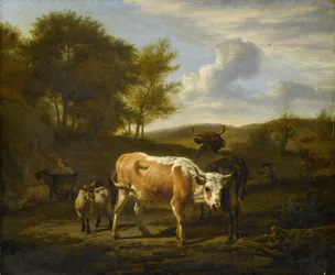 Górski krajobraz z krowami, 1663