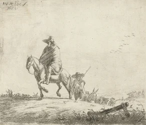 Jeździec i pasterz z bydłem na polnej drodze, 1653