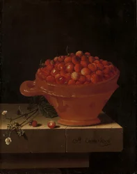 Miska truskawek na kamiennym cokole, 1696