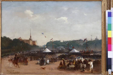 Balagans na polu marsjańskim w Sankt Petersburgu autorstwa Wołkowa, Adriana Markowicza (1827-1873). olej na płótnie