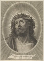 Głowa Chrystusa z koroną cierniową w owalnej oprawie, wg Reni, ok. 1900 r. 1..., ca. 1653-67.