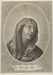 Głowa Matki Boskiej patrząca w prawo, w owalnej ramie, za Reni, ca. 1..., ca. 1650-67.