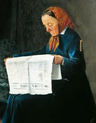 Czytanie gazety, Adriano Cecioni (1836-1886), olej na tekturze, 31x23 cm