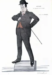 Portret Andre Antoine (1858-1943), francuskiego reżysera, aktora, teoretyka i reżysera teatralnego - Rysunek A. Barrere - w „” Fantasio””, 01.06.1907.