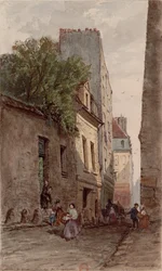 Dom diakona François de Pâris (1690-1727), Paryż, rue des Bourguignons (obecnie bulwar Port-Royal). Rysunek autorstwa Adriena Dauzatsa (1804-1868)