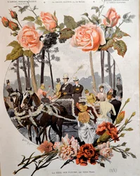La fete des fleurs Rysunek Adrien Marie (1848-1891) XIX-wieczny Paryż, Sztuka dekoracyjna