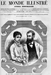 Portret Daniela Wilsona (1840-1919), francuskiego polityka z żoną Alice Grevy. Grawerowanie autorstwa Adriena Marie. Jeden z „Wspaniałego Świata” nr 1282 z 22 października